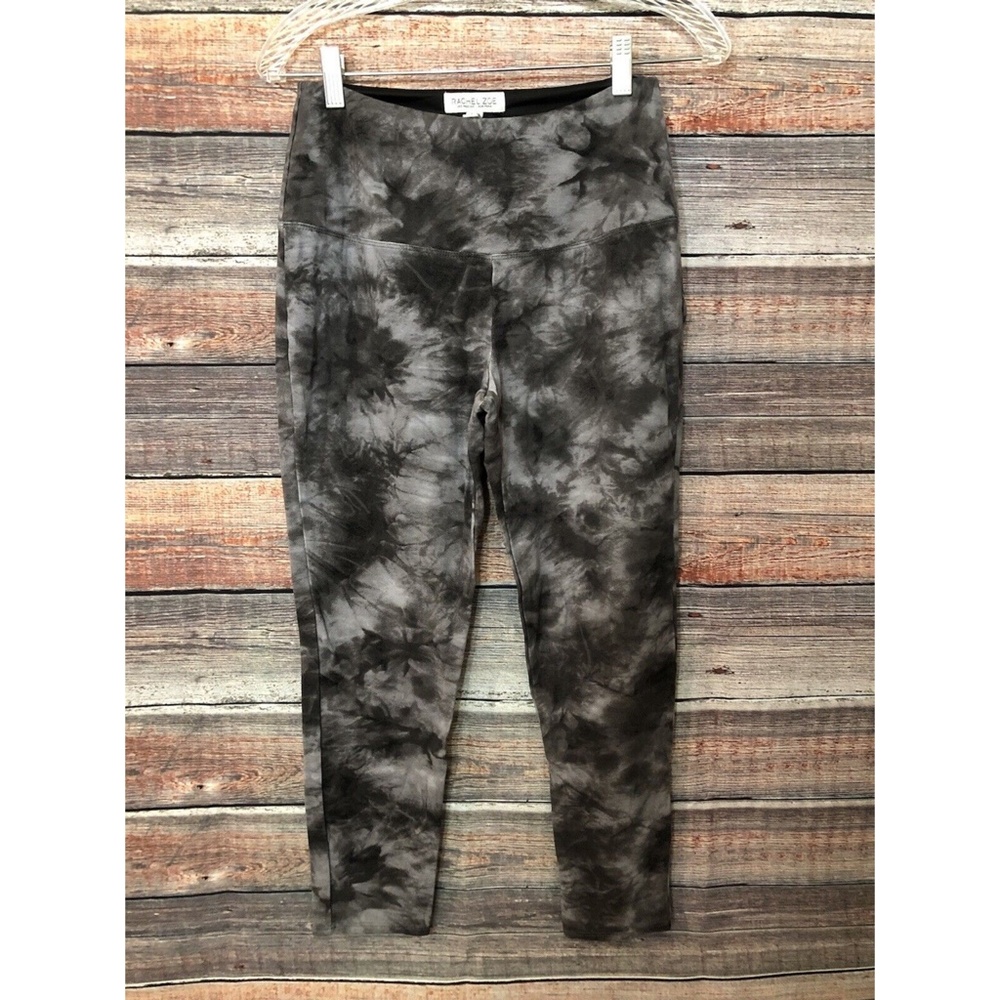 Rachel Zoe Size Medium Black Gray Tie Dye High Rise Cropped Leggings